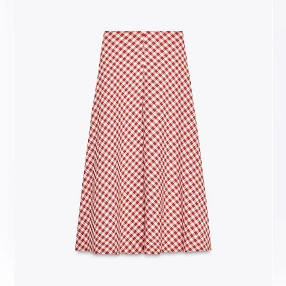 Zara GINGHAM MIDI SKIRT